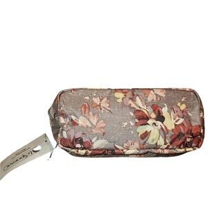 Sakroots Gray and Pink Floral Cosmetic Bag